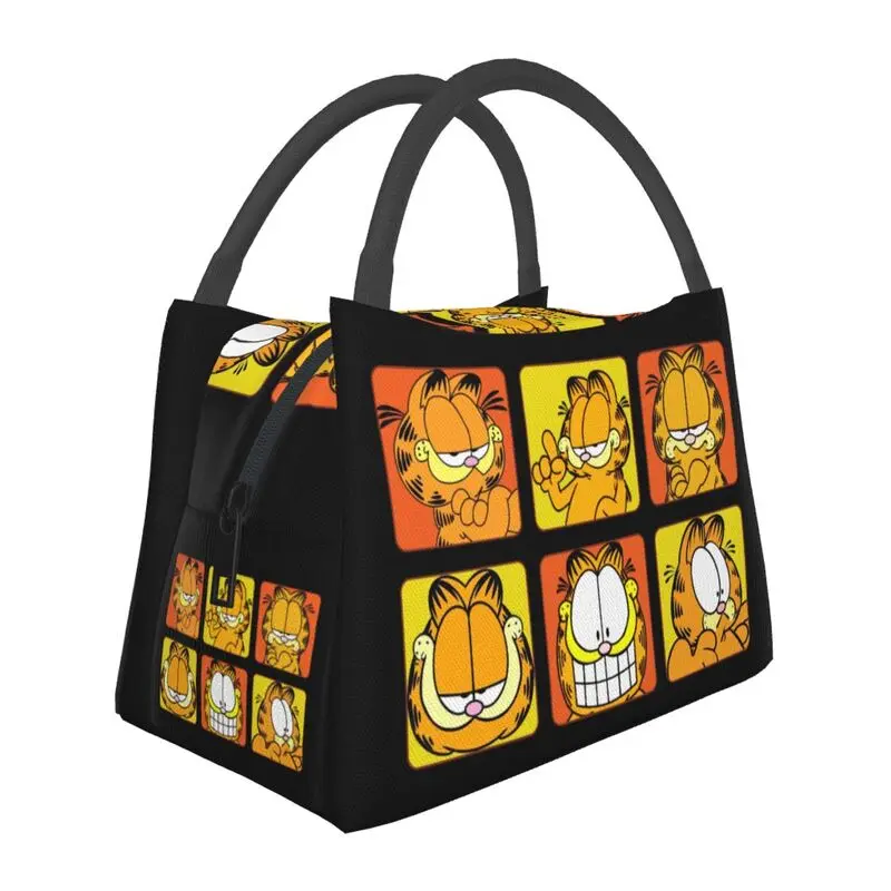 

Vintage Cute Garfields Cat Insulated Lunch Bag for Women Leakproof Comic Cartoon Cooler Thermal Lunch Tote Beach Camping Travel