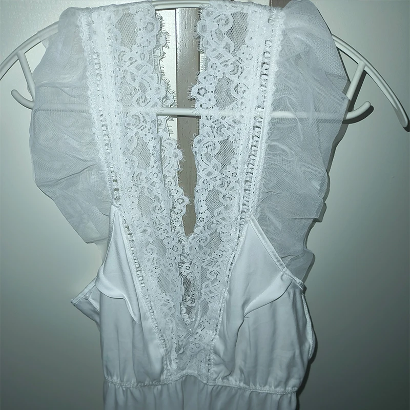 Белое сексуальное женское белье романтическая ночная рубашка женская с