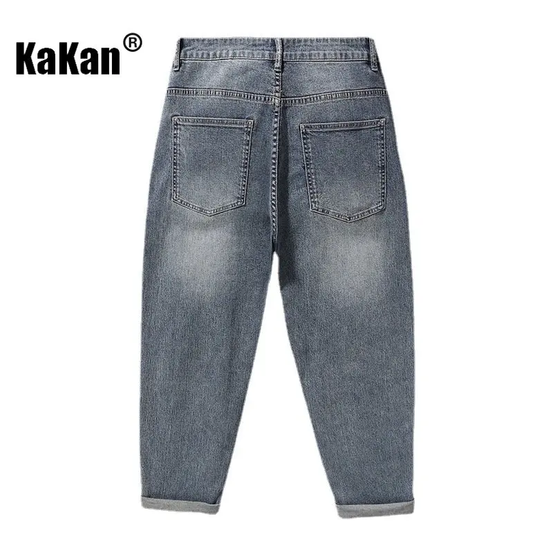Kakan - Casual Loose Blue Jeans From Europe and The United States, New Micro Span Junior Jeans for Spring and Summer Men's30111