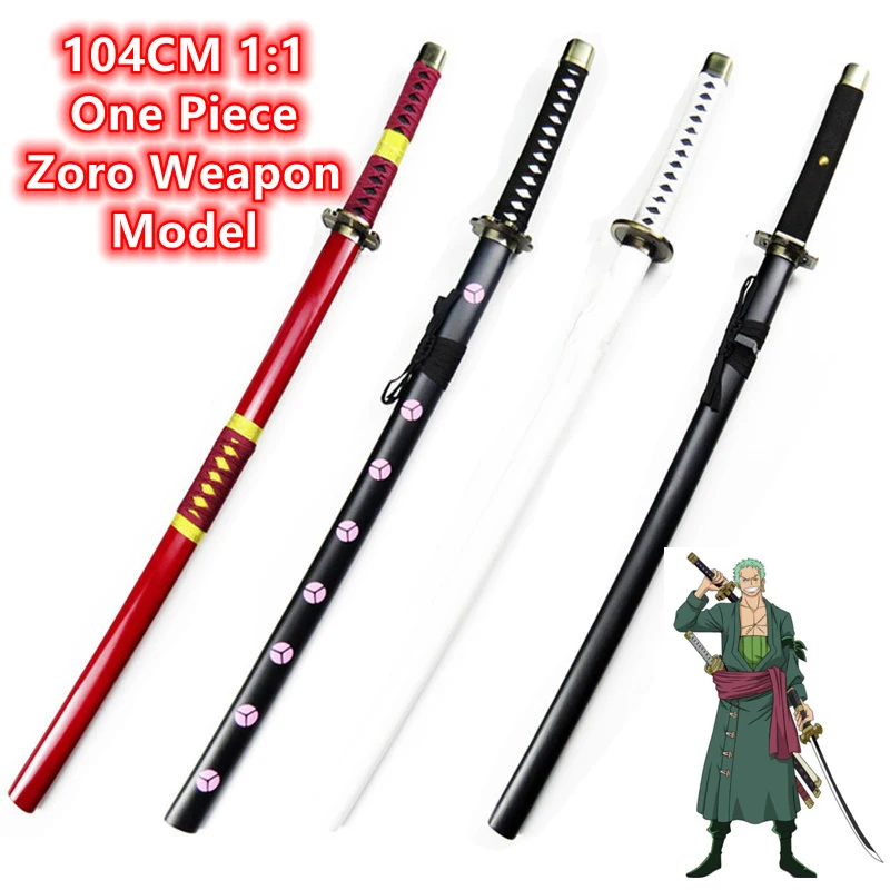 

104CM Roronoa Zoro 1:1 Sword Model Toy Anime Cosplay Simulation Katana Samurai Knife Bamboo Wooden Weapon Prop Desk Decoration