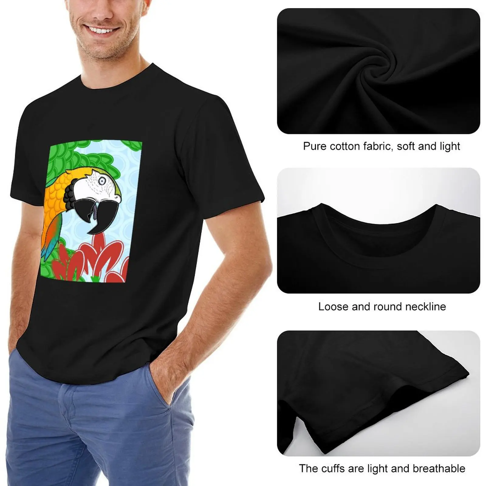 Did Someone Say BIRDS ua - футболка Catalina Macaw летние топы в стиле аниме черная одежда больших
