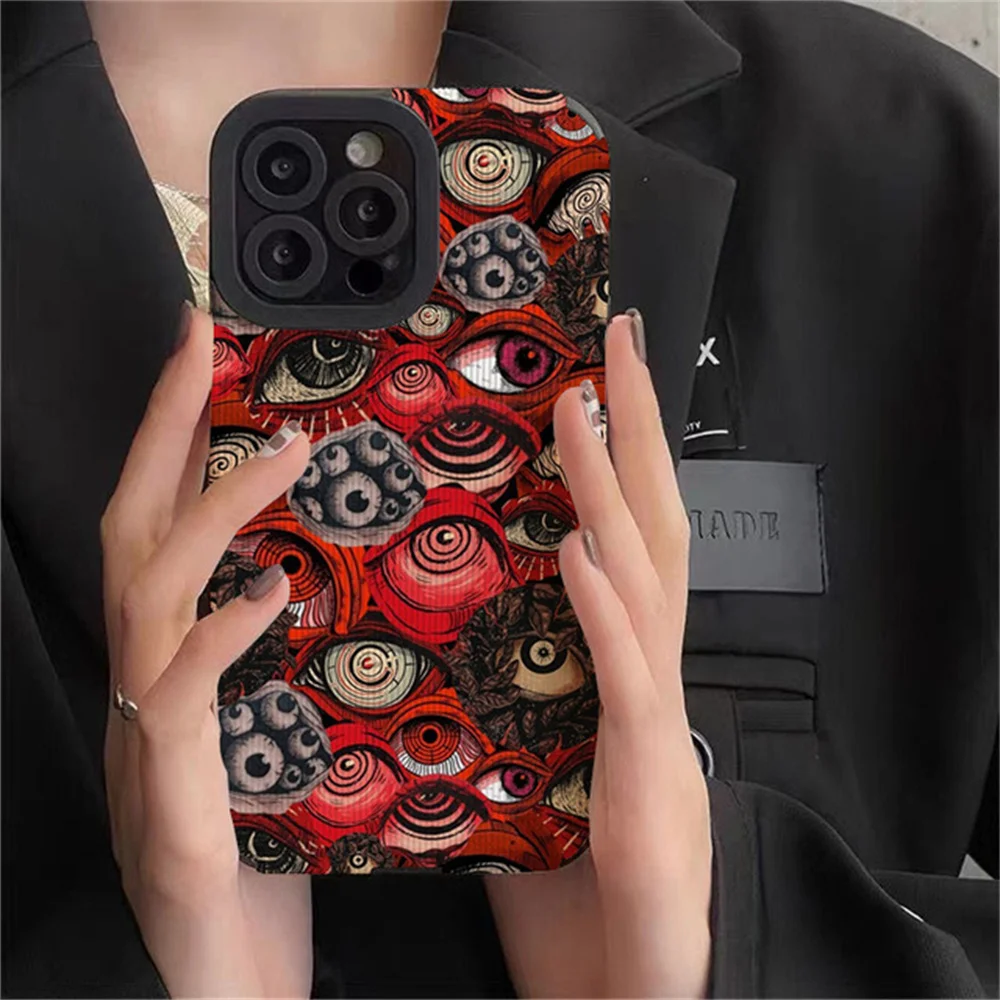 Модный пугающий силиконовый чехол с красными глазами для iPhone 13 14 15 Pro Max 11 12 Mini SE 7 8 Plus X XR XS MAX, Мягкий противоударный чехол