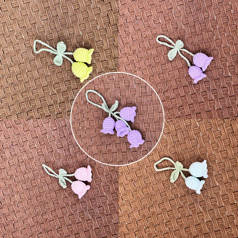 

1PC Car Hanging Pendants Bag Charm Pendants Knitted Key Chains Key Holders For Girls Bell Orchid Flower Key Rings Jewelry Cute