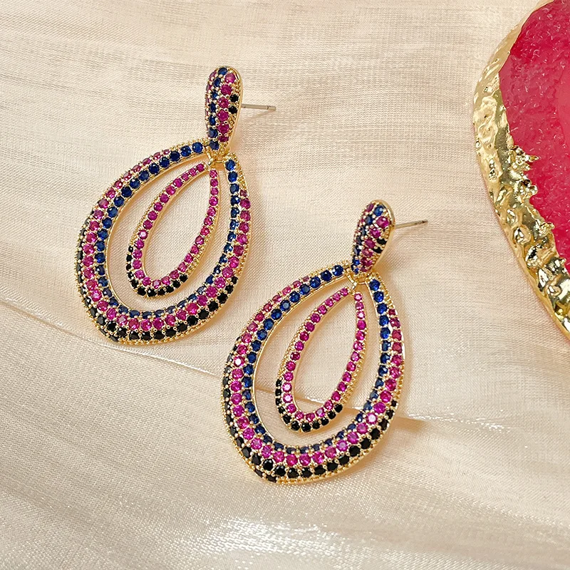 

Bilincolor Colored Large Zircon Inlaid High-grade Earrings for Women