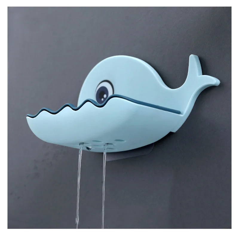 Whale Shape Soap Box Drain Holder Bathroom Shower Sponge Storage Container Plate Tray Accessories
