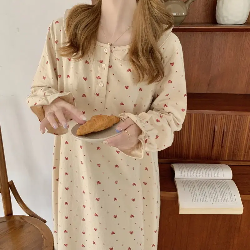 Yasuk Summer Fashion Women's Casual Lovely Long Nightdress Nightgown Pajamas Set Sweet Girl Strawberry Simple Soft