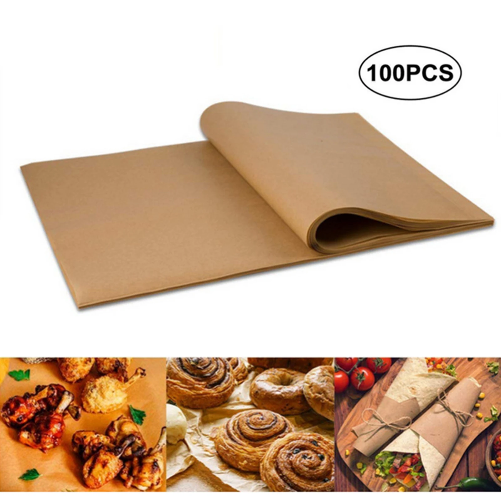 

100pcs Baking Paper Precut Non-Stick Unbleached Parchment Paper Baking Sheet 12inch x 16inch