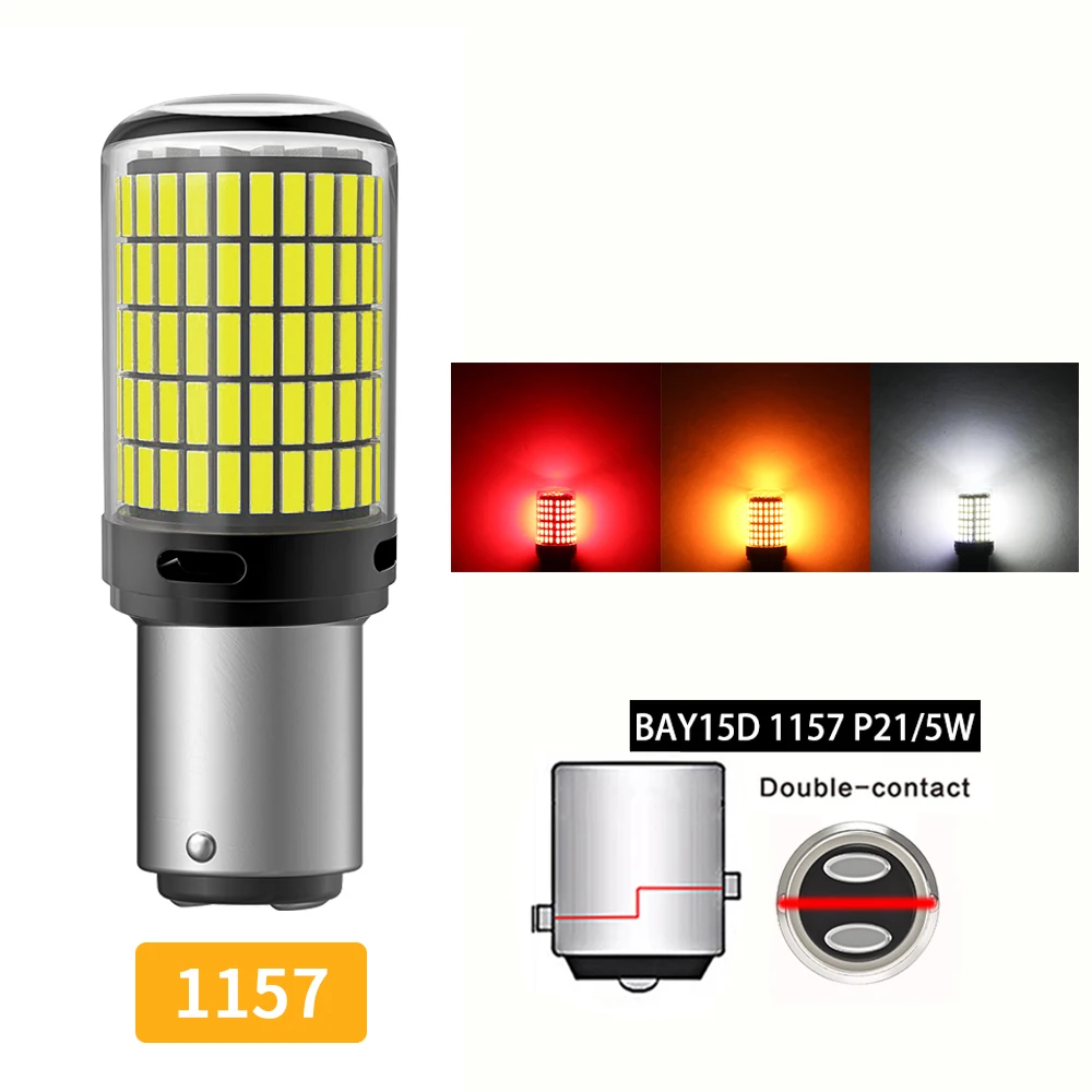 

Автомобильная светодиодная лампа Oprah высокой мощности 1157 BAY15D P21/5W 4014SMD Canbus без ошибок для автомобильной лампы указателя поворота T20 7440 7443 W21/5W, янтарная, 12 В