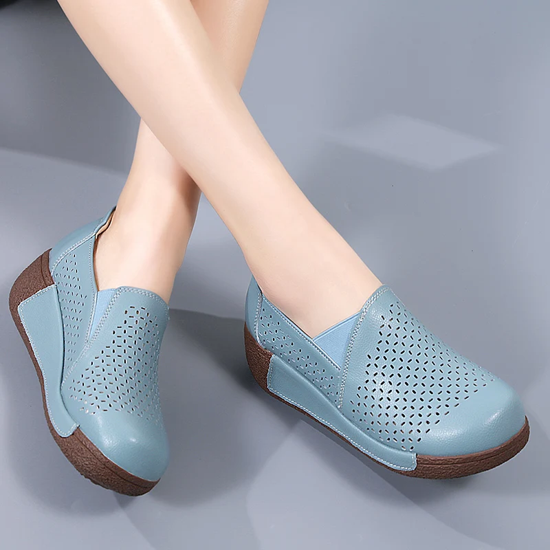 Женские туфли на толстой подошве удобные дышащие лоферы повседневная обувь