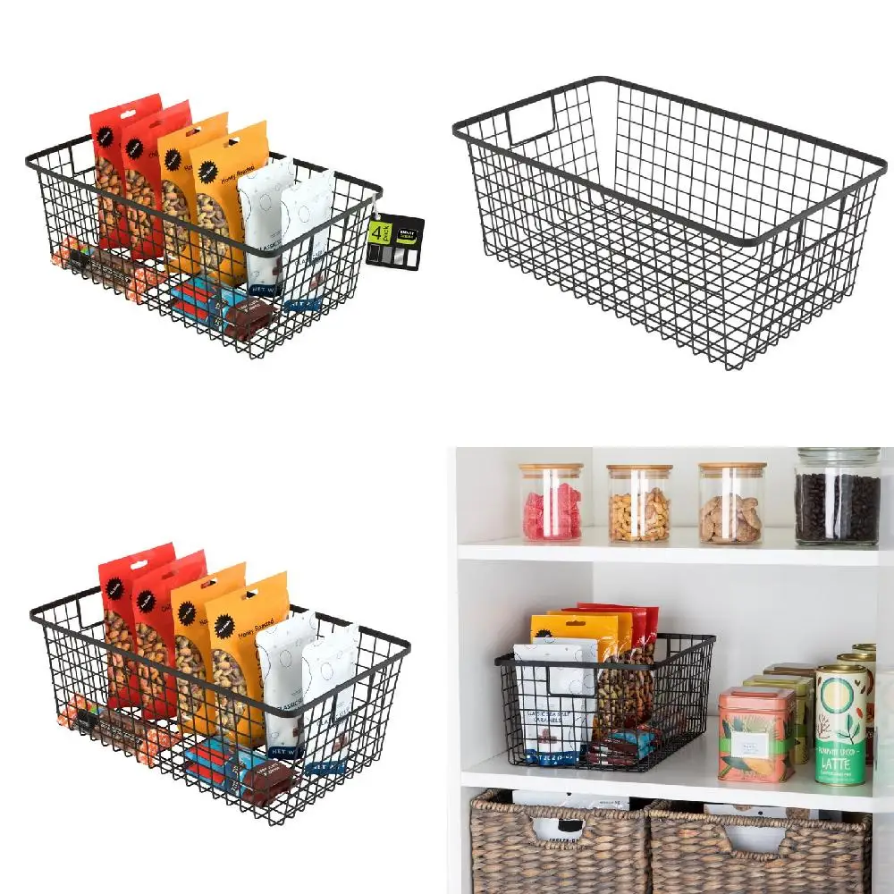 

"Set of 4 Durable, Space-saving Multi-purpose Black Storage Containers - Ideal Basket Organizers for Home and Office Use".