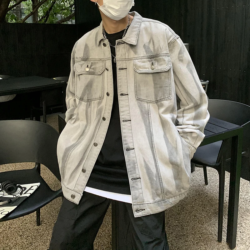 

Осенняя джинсовая куртка для мальчиков в европейском и американском стиле, Непринужденная и универсальная Повседневная винтажная куртка