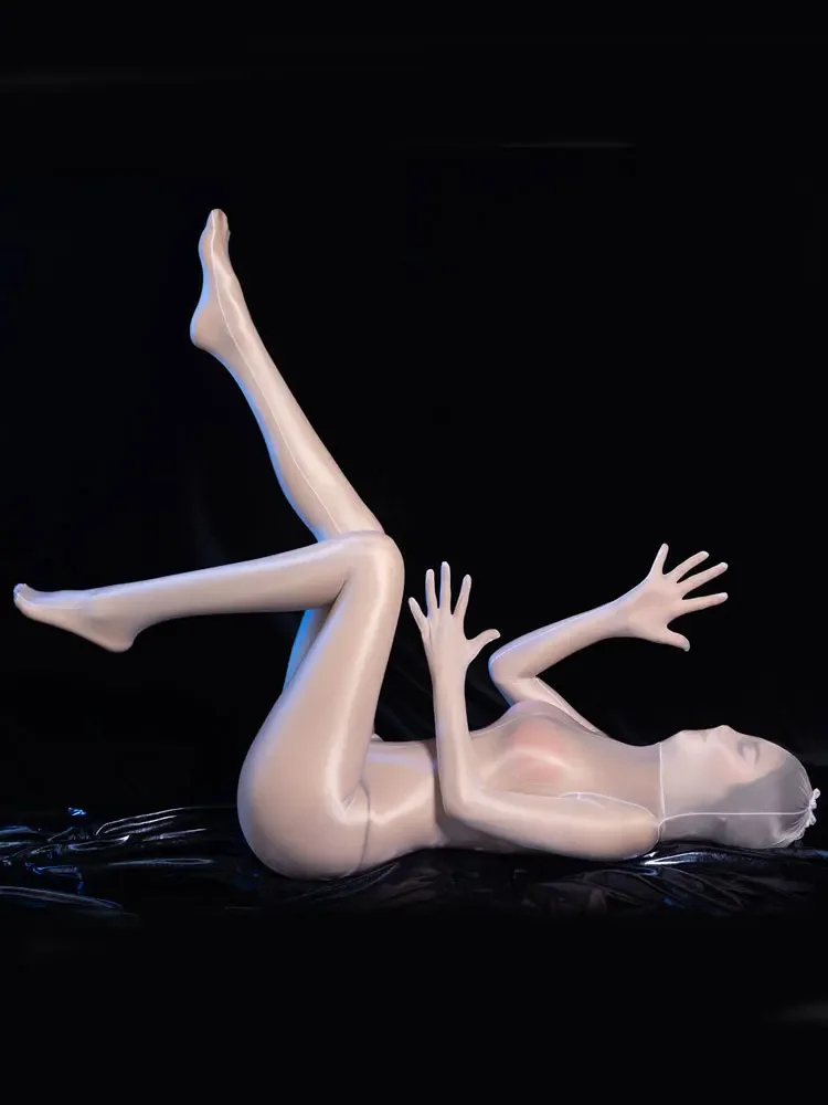 Масляный блестящий полный боди с чехлом на голову коконы чулки для тела