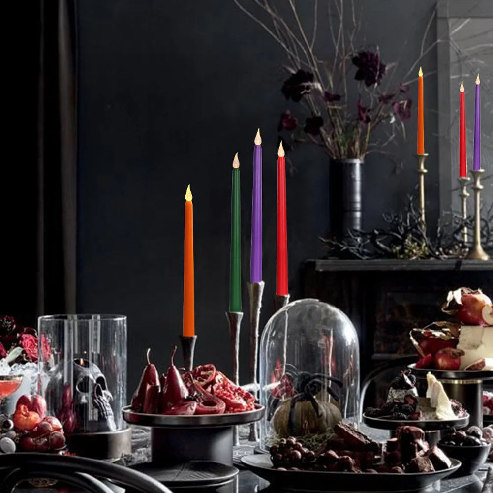 12 шт. цветные огни конические свечи свадебные светодиодные беспламенные