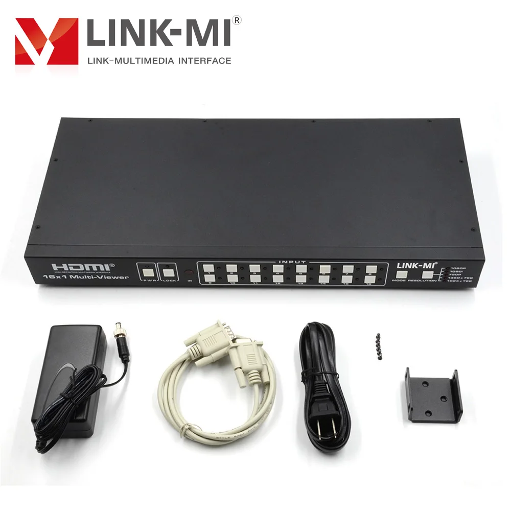 Бесшовный переключатель 16 в 1 HDMI, LINK-MI, 16x1, поддержка кнопки и управление RS-232, разрешение до 1080p (art.: 3a36a79b3fd) - 3a36a79b3fd