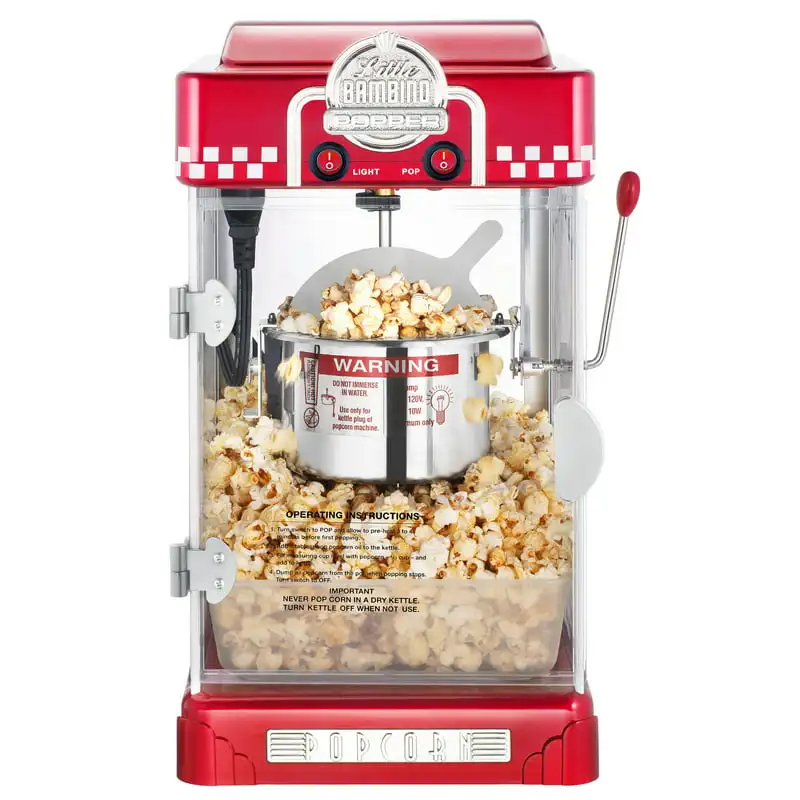 

Bambino Table Top Retro Machine Popcorn Popper (2.5 oz, Red) Popcorn machine Popcorn maker