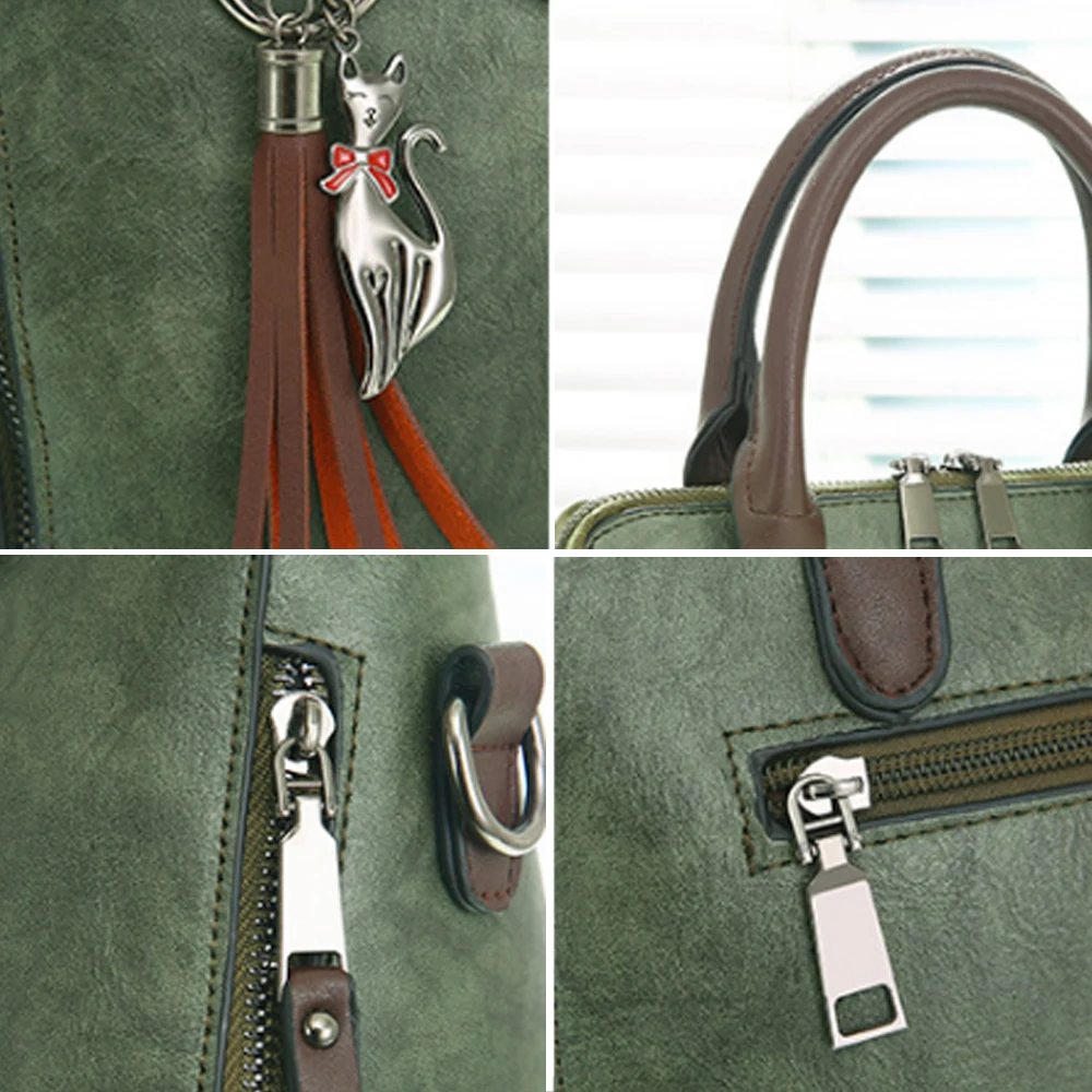 Vintage PU Leather Ladies HandBags Women Messenger Bags TotesTassel Designer Crossbody Shoulder Bag Boston Hand Bags Hot Sale