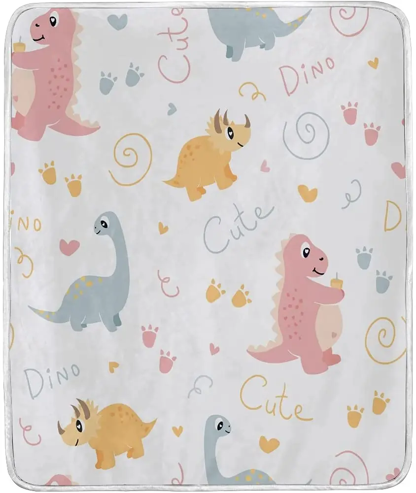

Fleece Blanket Throw Blanket Cartoon Cute Pinky Dinosaurs Girlish Soft Blanket Fleece Baby Cloak Bedroom Rug Soft Cozy Toddler