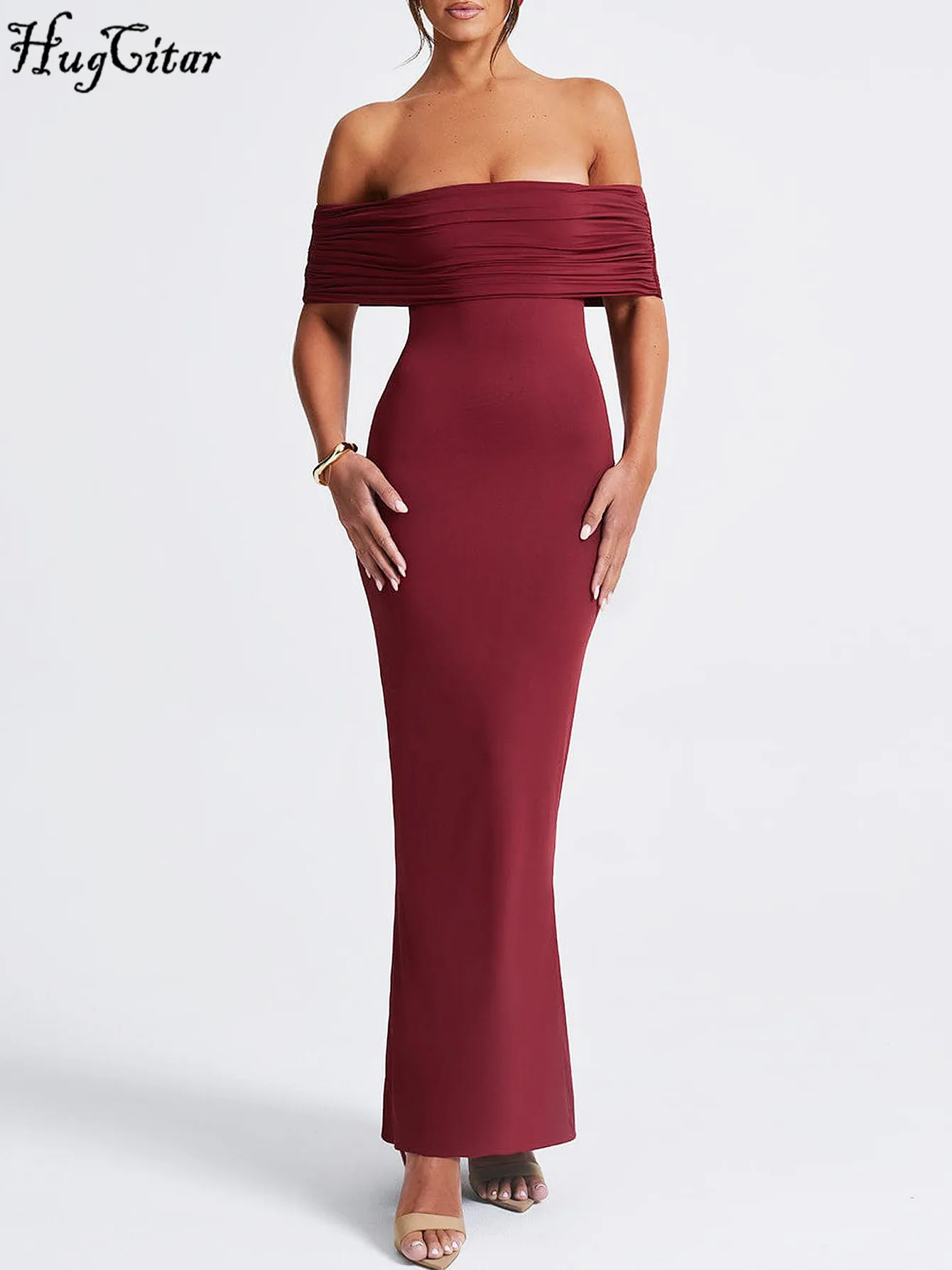 Женское платье-макси без рукавов с открытой спиной и вырезом-лодочкой