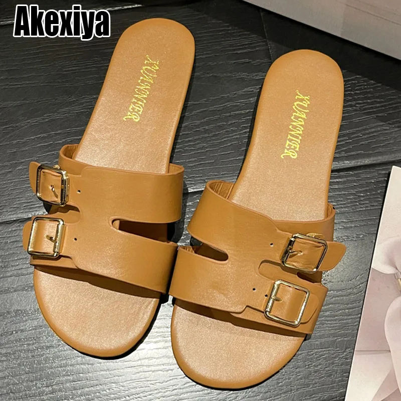 

Plus Size 35-42 Flat Women Slippers New Chain Square Toe Flat Shoes Women Sandalias Zapatos De Mujer Bc5752