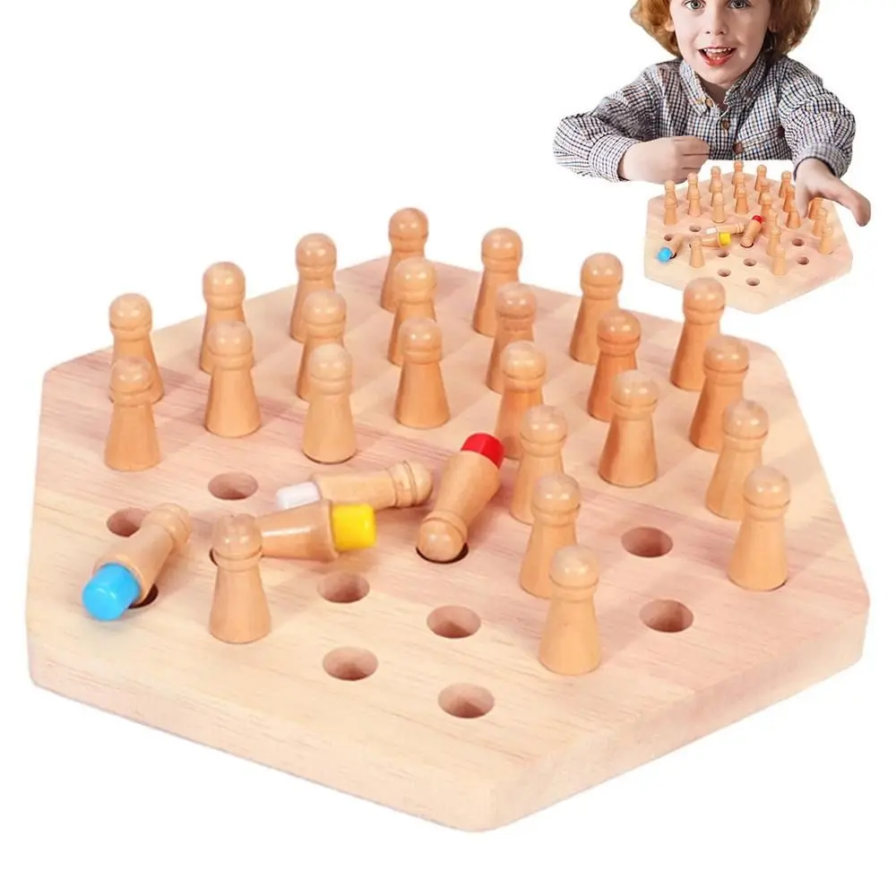 

Модные Ранние развивающие цветные познавательные способности деревянные цветные шахматы с памятью, детская игрушка, палочки с памятью, настольная игра