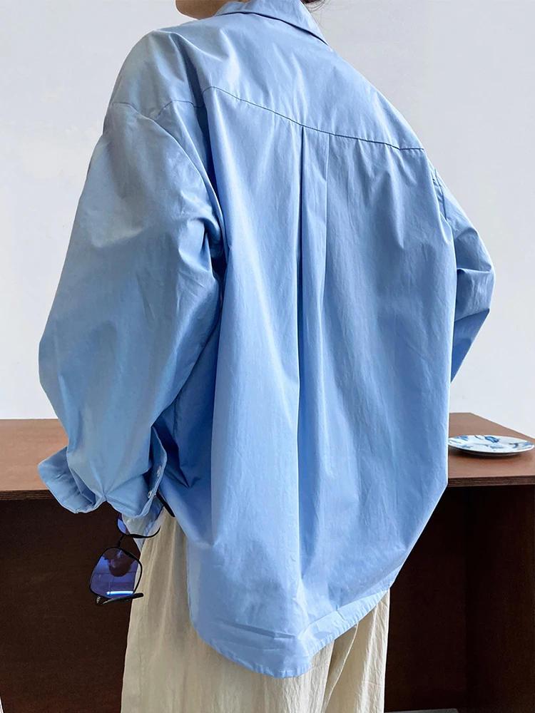 Рубашка LANMREM Женская свободного покроя однобортная офисная блузка с отложным