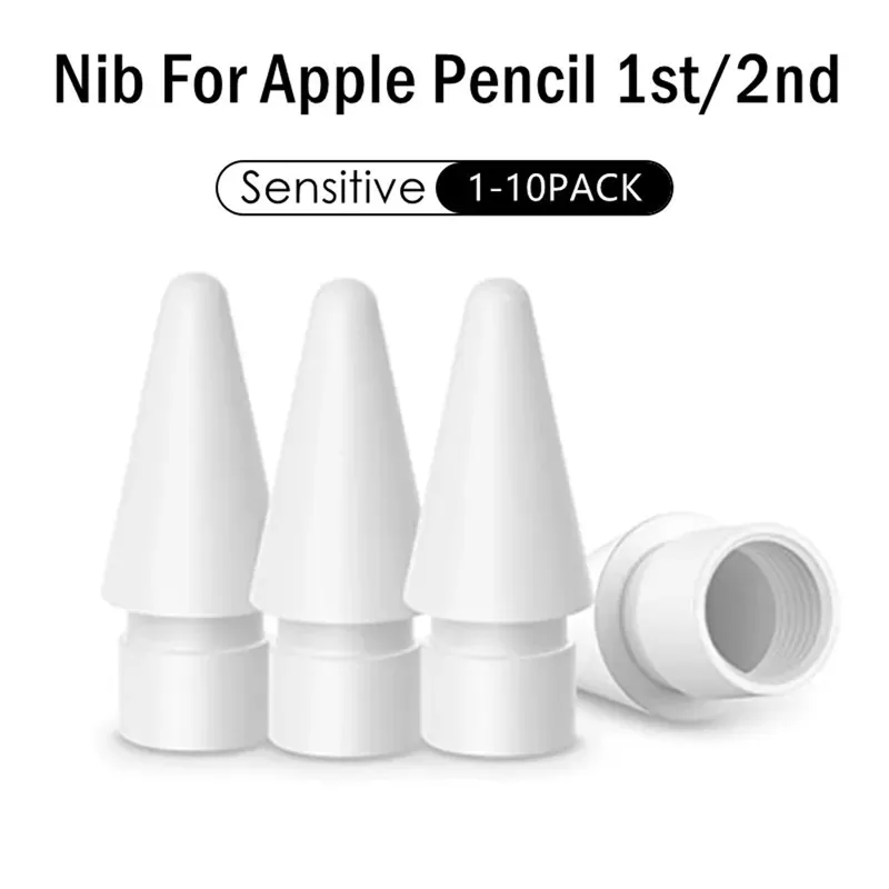 

1/3/5/10 Pencil Tips for Apple Pencil 1st/2nd Generation iPencil Sensitivity Nibs Compatible for iPad Apple Pencil 1/2 Spare Nib