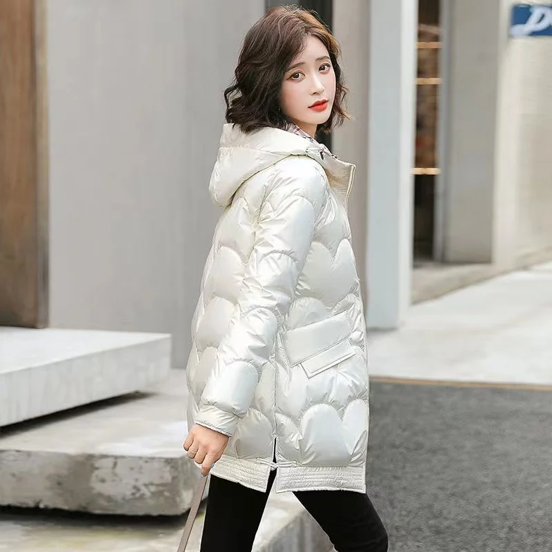 Winter Down Jacket Women 2022 Warm Autumn Glossy Cotton Padded Coat Female Casual Stand Collar Pocket Zipper Jacket Lady Parka