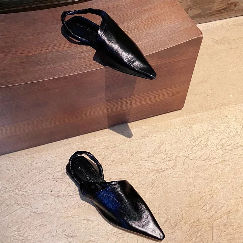 Women's Sandals Summer Footwear Pointed Toe Baotou Semi-Slippers High-Heeled Sandals Stiletto Mules Roman Gladiator Shoes Black