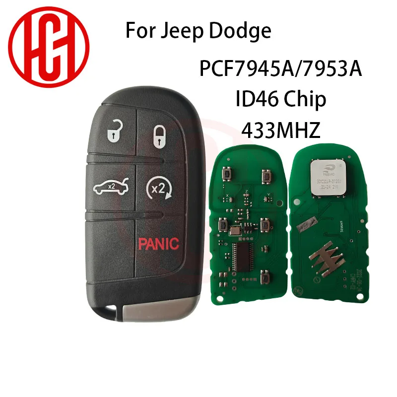 

Сменный 5-кнопочный смарт-дистанционный ключ ID46 чип 433 МГц для Jeep Grand Cherokee 2013-2018 Dodge Journey Challenge