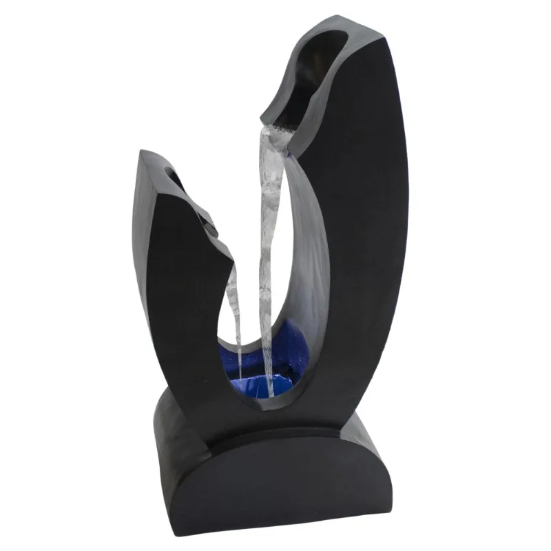 

31.5" Black Lighted Modern Outdoor Garden Water Fountain