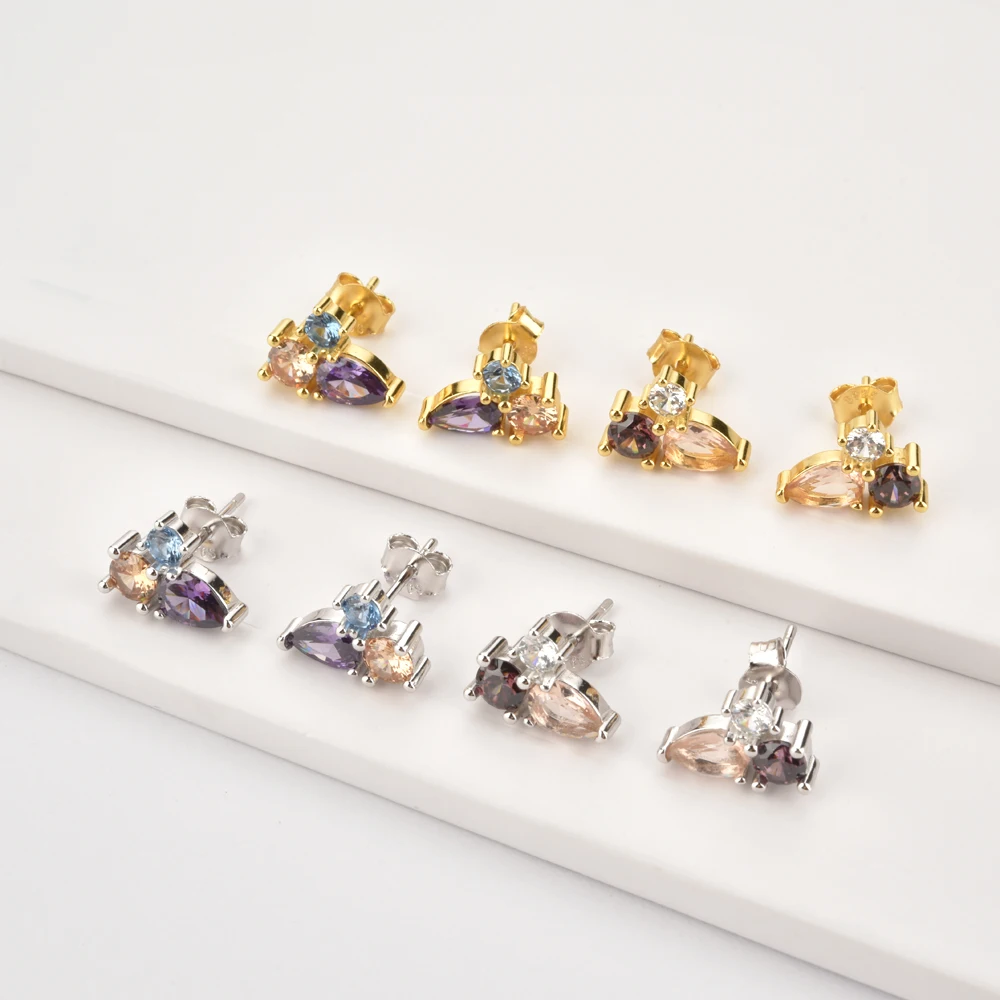 Пурпурные Роскошные серьги-гвоздики ANDYWEN из стерлингового серебра 925 пробы