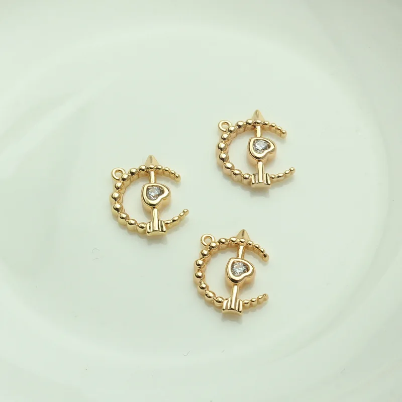 14 К позолоченный медный инкрустация циркония выстрел на любовь кулон ювелирные