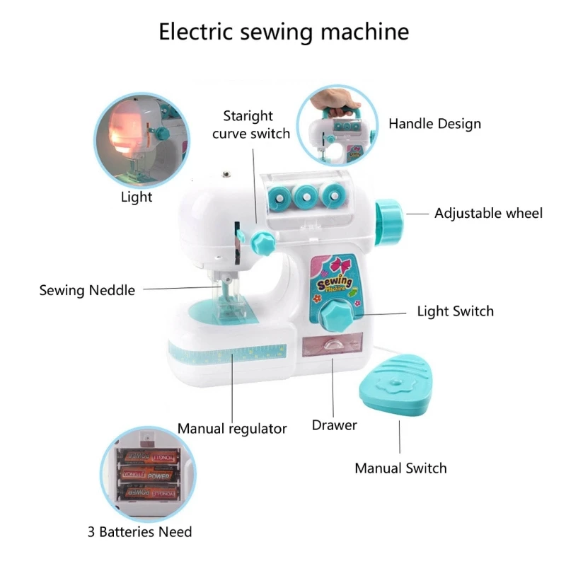 Y166 Детская электрическая швейная машина со светодиодной подсветкой ролевая игра
