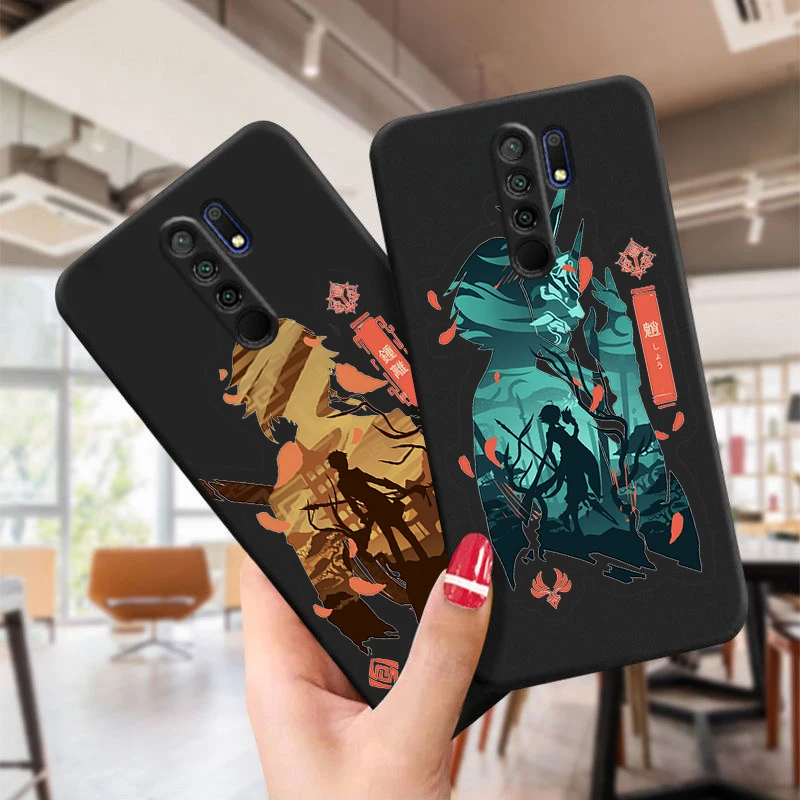 anime genshin impact case for poco m3 x3 pro f3 for xiaomi redmi note 10 pro 9c 9a 9 pro comics black phone cover free global shipping