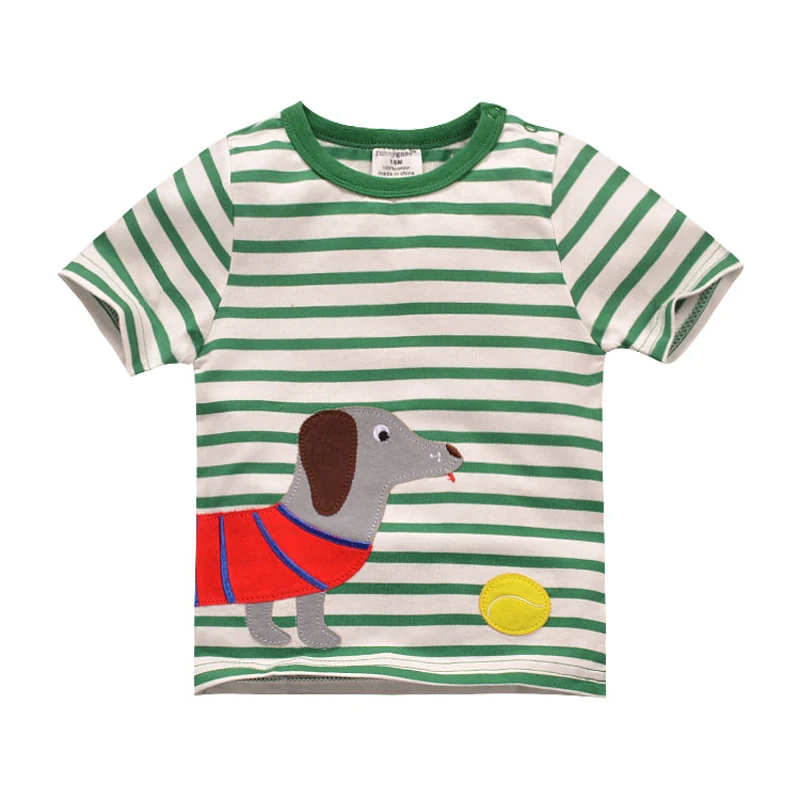 

Little maven 2022 летняя одежда для маленьких мальчиков с маленькой собакой, хлопковые милые топы с мультяшным рисунком, детская повседневная одеж...