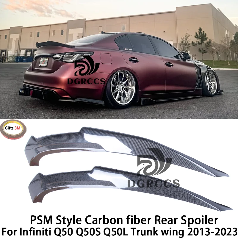 Фото Для Infiniti Q50 Q50S Q50L PSM стиль задний спойлер из углеродного волокна крыло багажника 2013-2023 углеродное волокно №1
