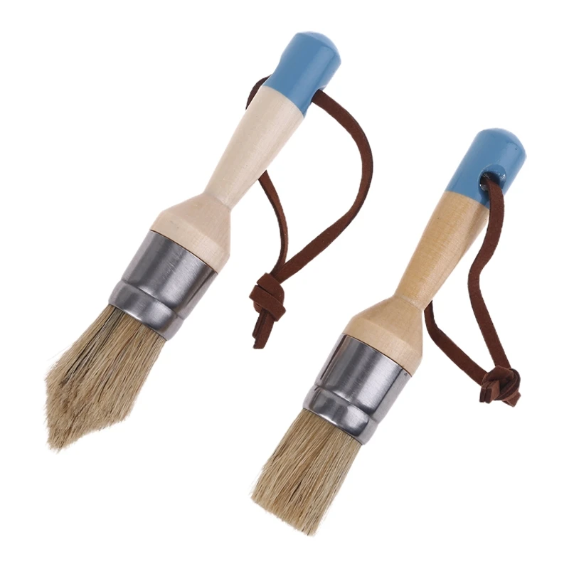 

2 Pcs Round and Pointed Paint Brushes for Painting, Waxing, DIY, Home Decors
