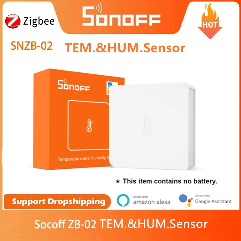 

SONOFF SNZB-02 - ZigBee Mini Temperature Humidity Sensor Work ZBBridge Support Real-time Data Check With Alexa And Google Home
