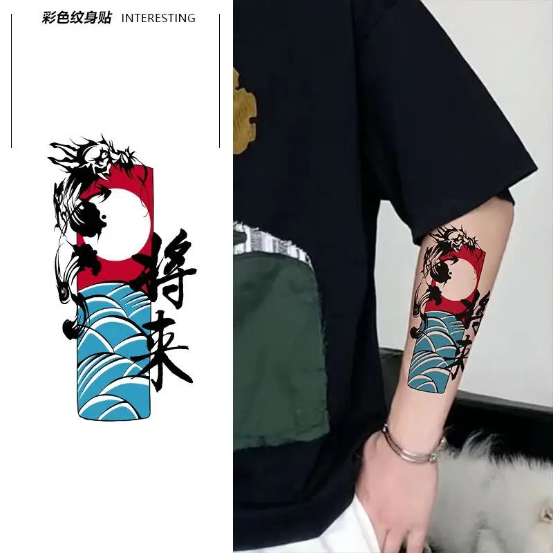 

Временная татуировка, искусственная татуировка для женщин и мужчин, водостойкая наклейка на лицо с цветами на руку, китайским ветром, драконом, стикеры для лица, 2023 подарок, искусственная татуировка