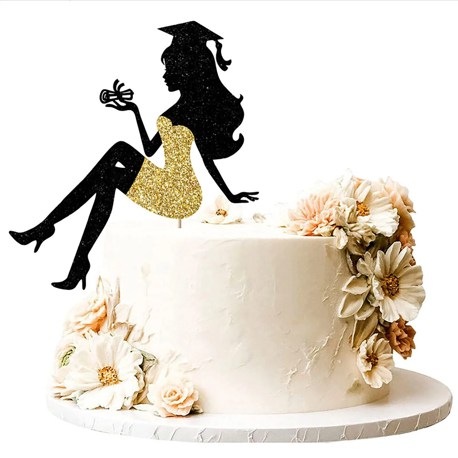 Женский Топпер для торта на высоком каблуке с блестками модель 2023 выпускной торт