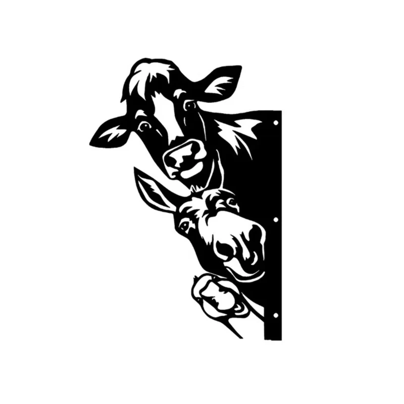 

Farm Peeping Cow Garden Stake Black Cattle Silhouette Lawn Outdoor Yard Stakes