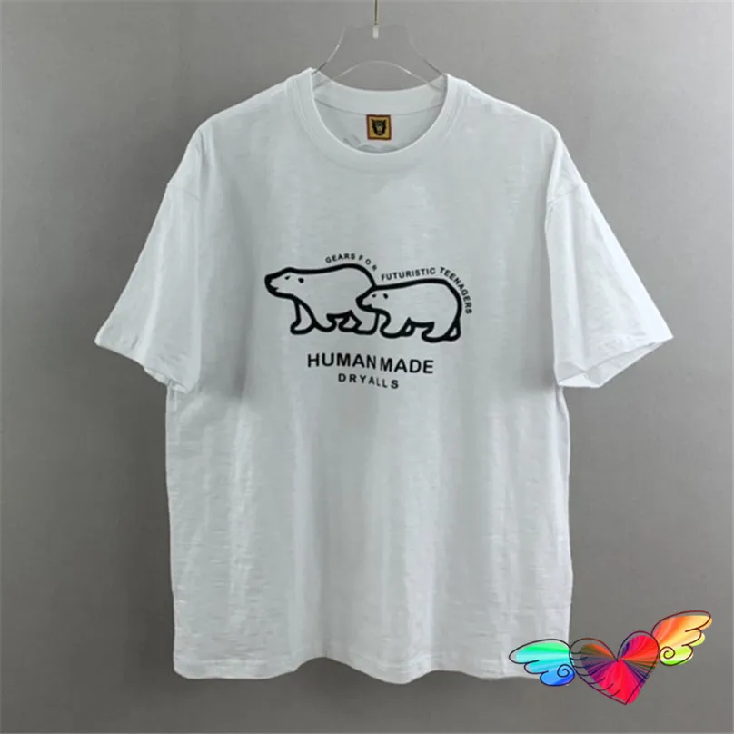 

White Human Made T-shirt Men Women 1:1 High Quality Double Polar Bear Graphic Human Made Tee Cotton Tops Summer Short Sleeve