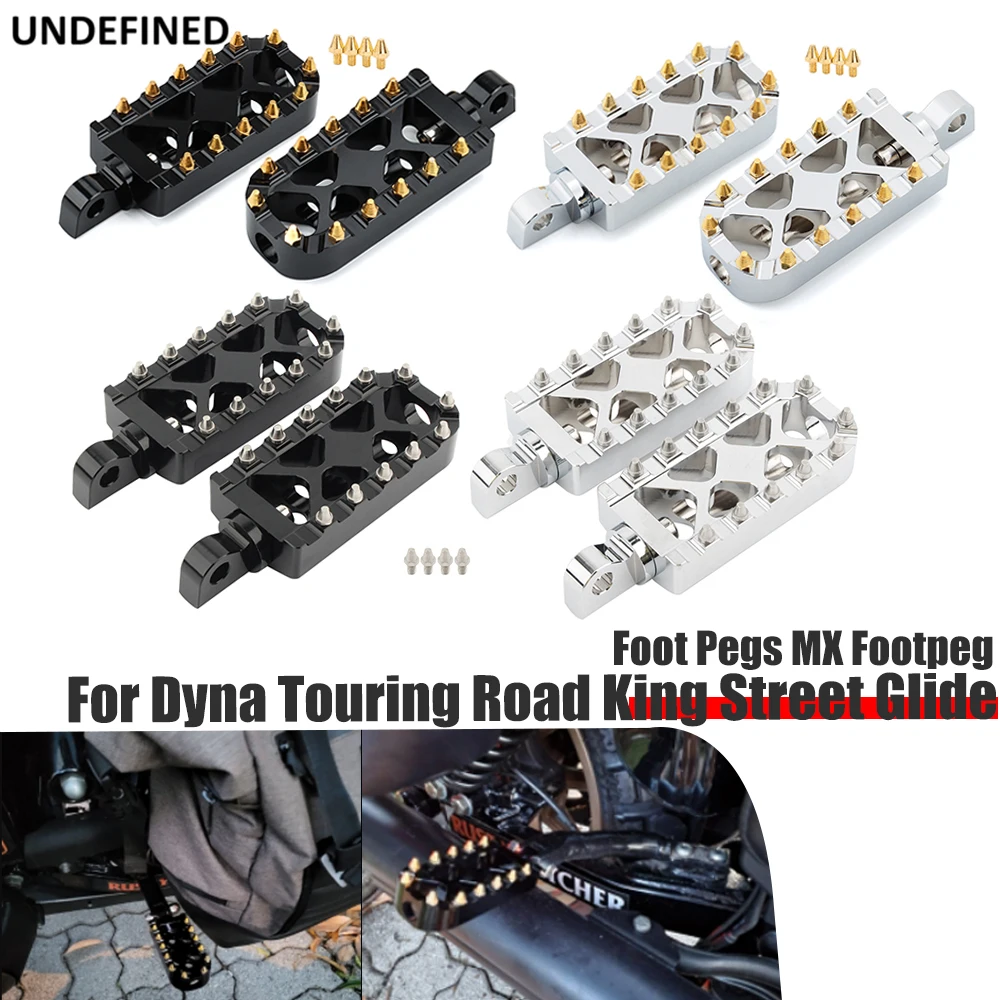 MX Foot Pegs Wide Fat Footpegs Footrest Pedals Bobber Chopper For Harley Sportster 883 Dyna Street Bob Softail Fatboy Motorcycle