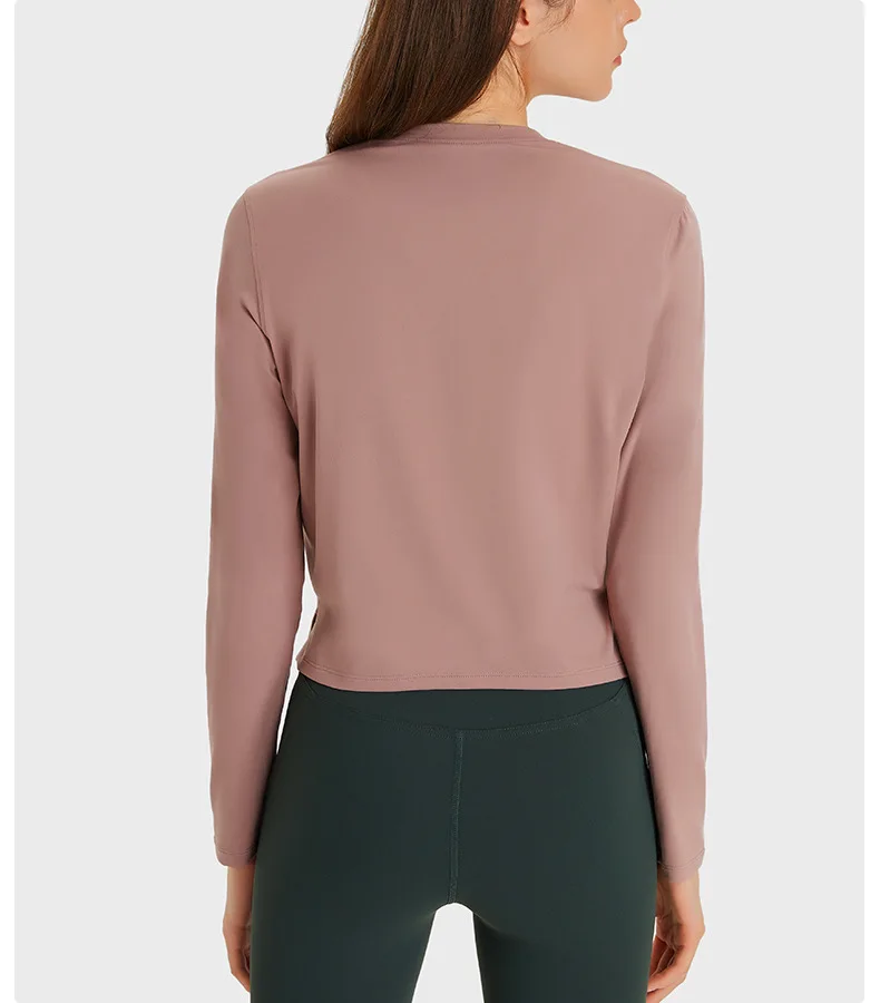 LuluShirt Women's Long Sleeve Top Gym Shirts Yoga Sport T-shirts Womens Clothing Outdoor Jogging Round Collar Tops Sportswear
