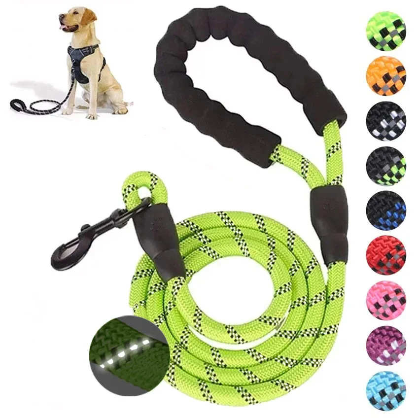 

Pet Leash Reflective Strong Dog Leash 1.5M Long with Comfortable Padded Handle Heavy Duty Training Durable Nylon Rope Leashes