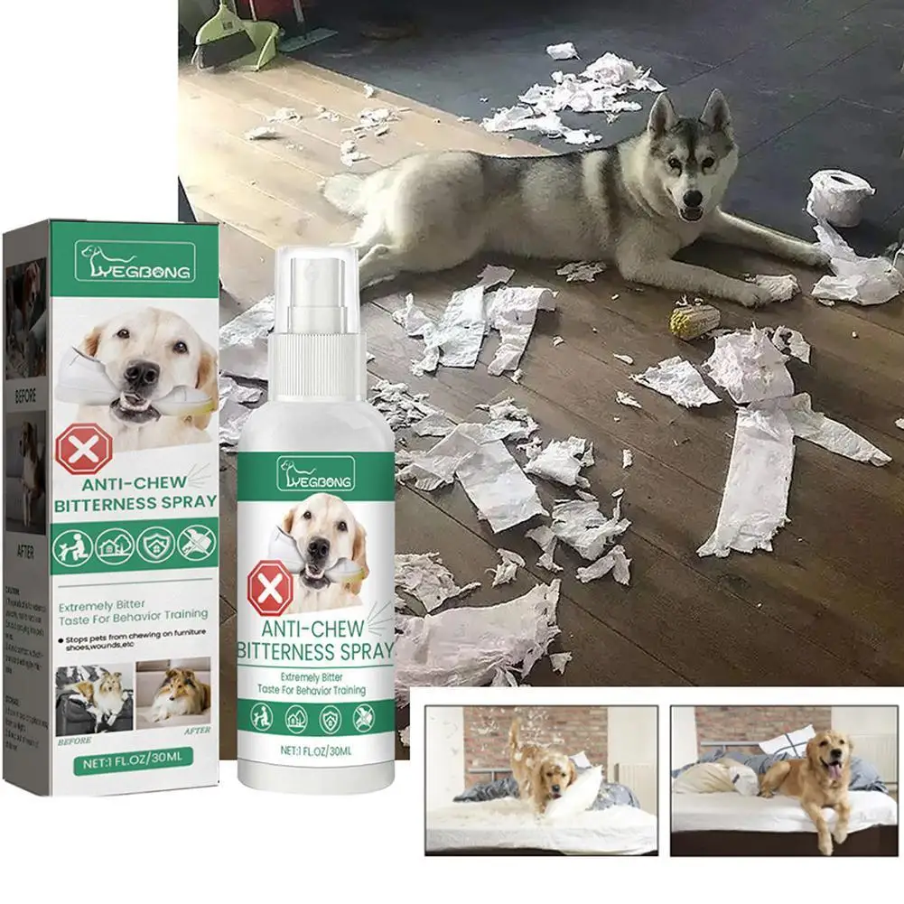 

30ml No Chew Spray Alcohol Free Dog Anti Chew Spray Cats Dogs Anti-Chew Bitter No Smell For Prevent Dogs Pets Chewing Suppl N4Y9