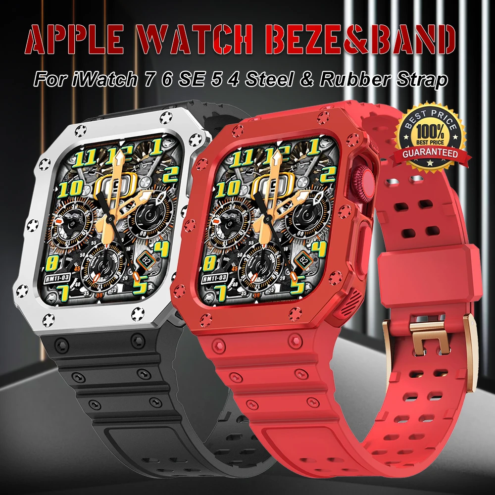 

Жесткий защитный чехол из поликарбоната для Apple Watch 7 6 SE 5 4 3, силиконовый ремешок из ТПУ для iWatch, чехол-бампер для iWatch 45 мм 44 мм 42 мм 41 мм 40 мм 38 м...