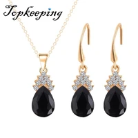luxury necklaceearring set water droplets pendant women accessories hook earrings chain necklaces