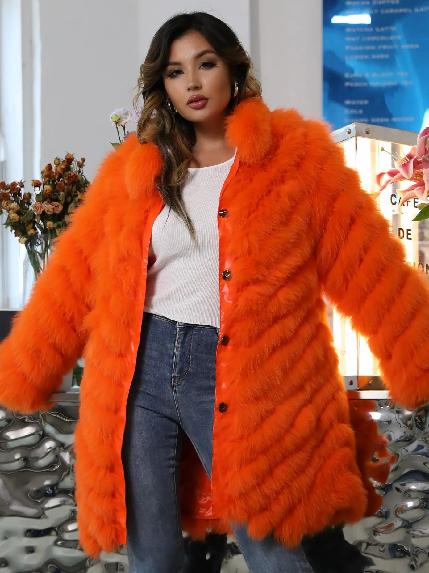 MISSJANEFUR Winter Real Fur Coat Women 2022 New Fluffy Reversible Fox Fur Jacket Long Luxury Fashion Wholesale Warm Winterwear enlarge