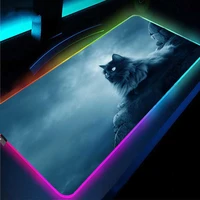 dark blue black cat rgb mouse pad with usb interface led backlight mouse pad anime game accessories desktop office keyboard pad
